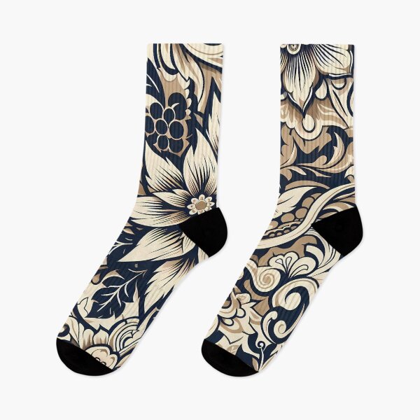 Item preview, Traditional Batik Beige Black Floral Pattern Malaysia Indonesia  designed and sold by artColourized.