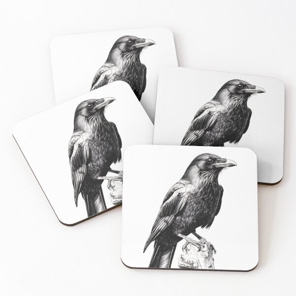 Item preview, Black and white Raven pencil drawing designed and sold by Pencil-Art.