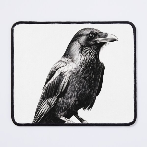 Item preview, Black and white Raven pencil drawing designed and sold by Pencil-Art.