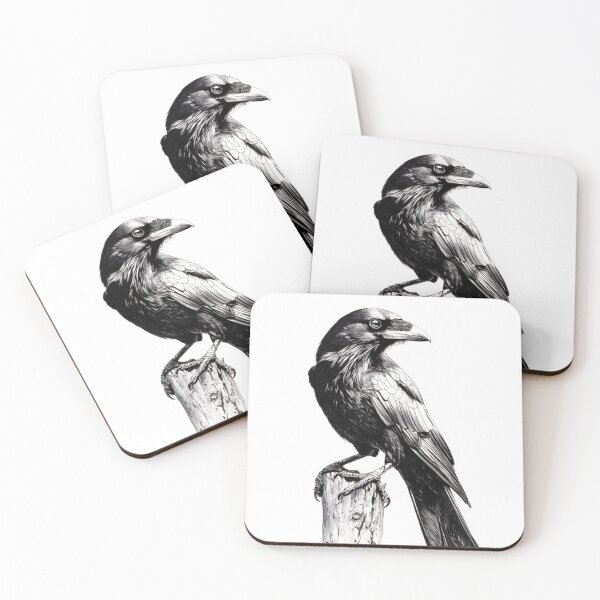 Item preview, Black and white Raven pencil drawing designed and sold by Pencil-Art.