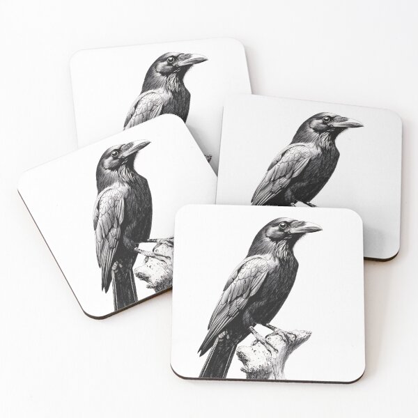 Item preview, Black and white Raven pencil drawing designed and sold by Pencil-Art.