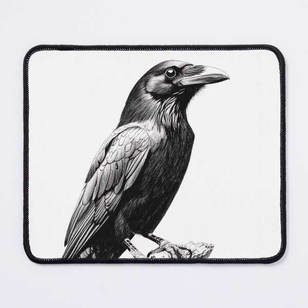 Item preview, Black and white Raven pencil drawing designed and sold by Pencil-Art.