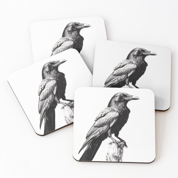 Item preview, Black and white Raven pencil drawing designed and sold by Pencil-Art.