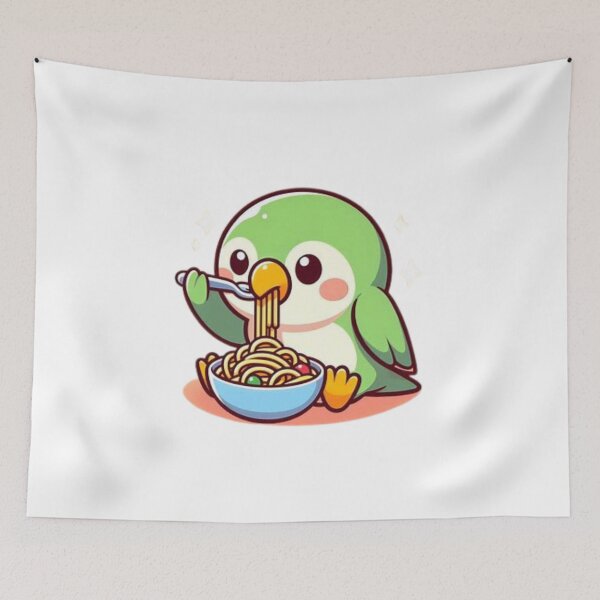 Item preview, parrot eating spaghetti designed and sold by Eternalski.