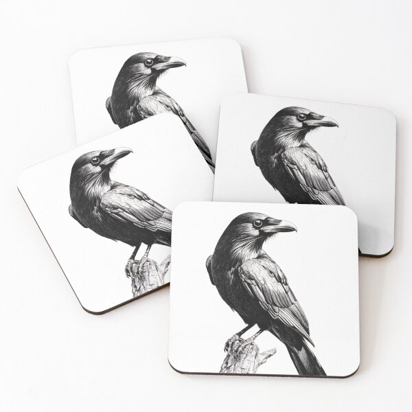 Item preview, Black and white Raven pencil drawing designed and sold by Pencil-Art.