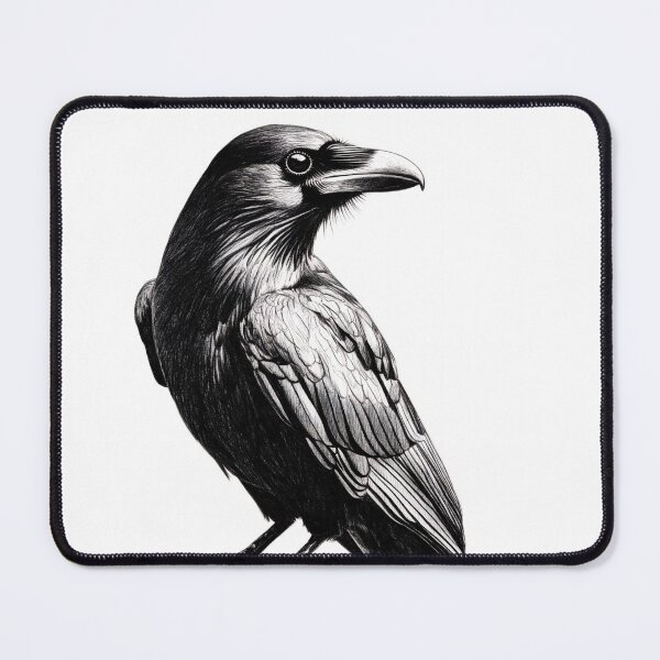 Item preview, Black and white Raven pencil drawing designed and sold by Pencil-Art.