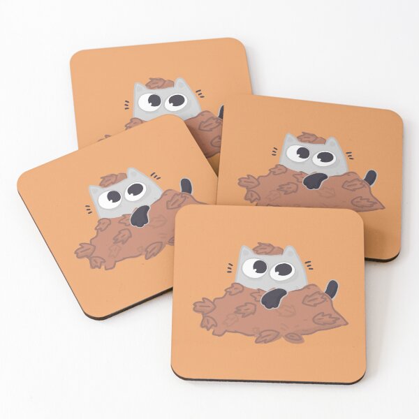 Item preview, Autumn ghost cat in a pile of leaves designed and sold by loulou-artifex.