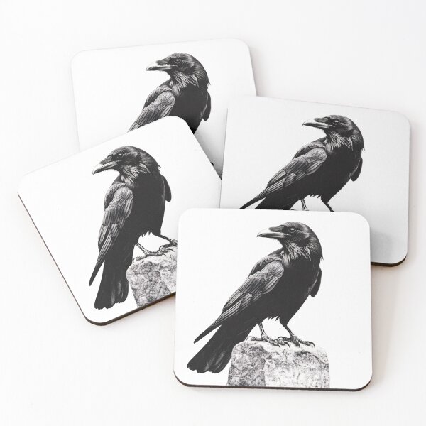 Item preview, Black and white Raven pencil drawing designed and sold by Pencil-Art.