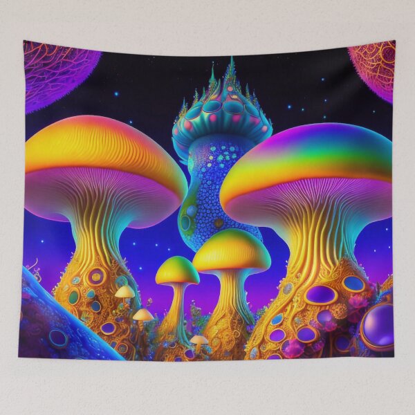 Item preview, Fantasy mushrooms at night designed and sold by M-Y-A-R-T-.