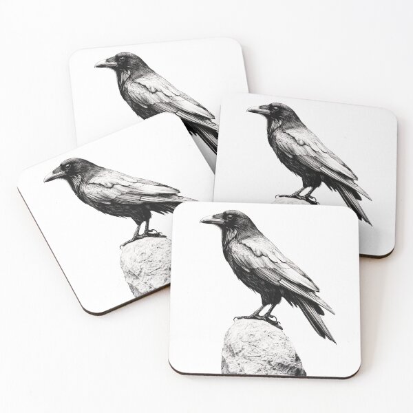 Item preview, Black and white Raven pencil drawing designed and sold by Pencil-Art.