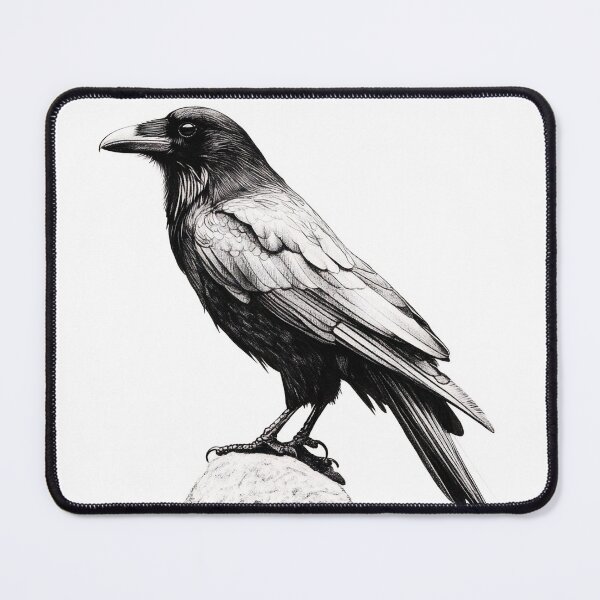 Item preview, Black and white Raven pencil drawing designed and sold by Pencil-Art.