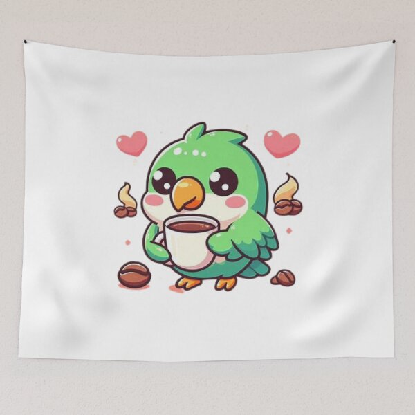 Item preview, parrot with coffee designed and sold by Eternalski.