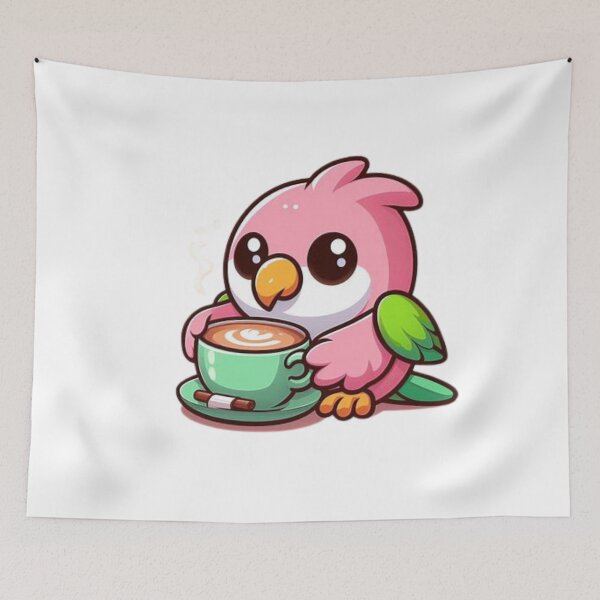 Item preview, parrot with coffee designed and sold by Eternalski.