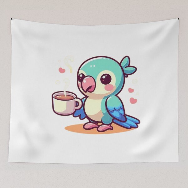 Item preview, parrot with coffee designed and sold by Eternalski.