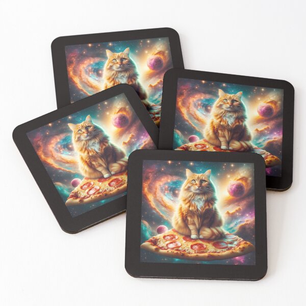Item preview, Funny Cat in Space with Pizza  designed and sold by Logiamerch.