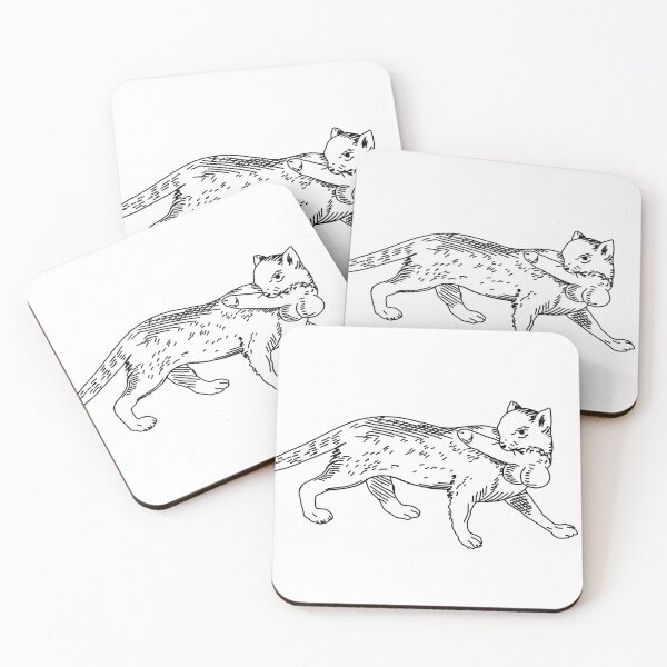 Item preview, Weird Medieval Cat art print "Flaisch macht Flaisch" designed and sold by elinaarbidane.