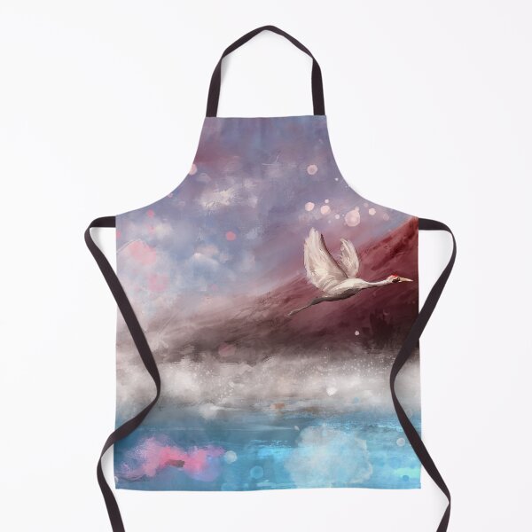 Item preview, A Dreamy Painting of Mount Fuji, with Pink Cherry Blossom and a Crane Flying designed and sold by ibadishi.