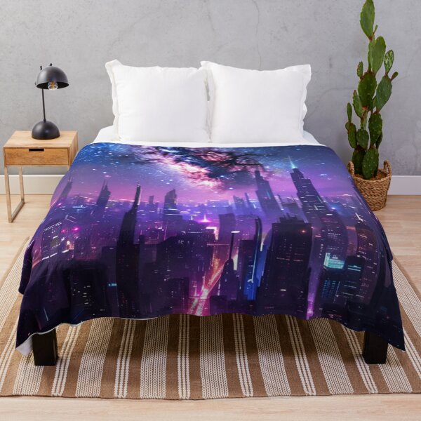 Item preview, Neon Dreams of a Starry Metropolis - Cyberpunk Gifts designed and sold by eXtraHumans.