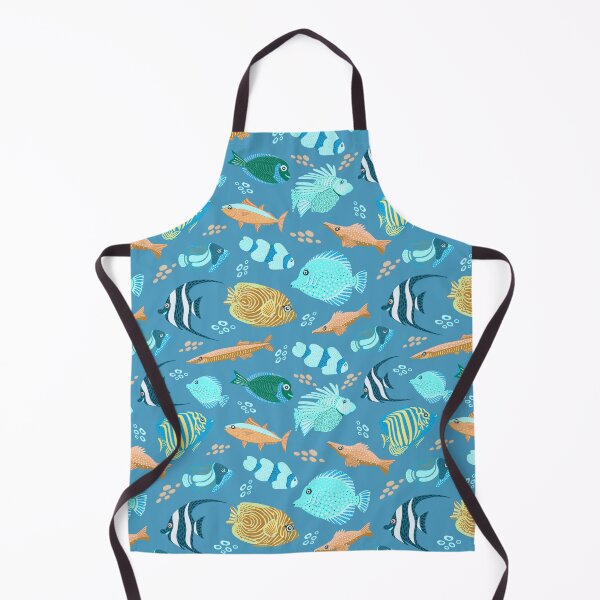 Item preview, Adorable fish pattern, vibrant colors, playful underwater theme yellow and blue palate designed and sold by Kaushlydraw.