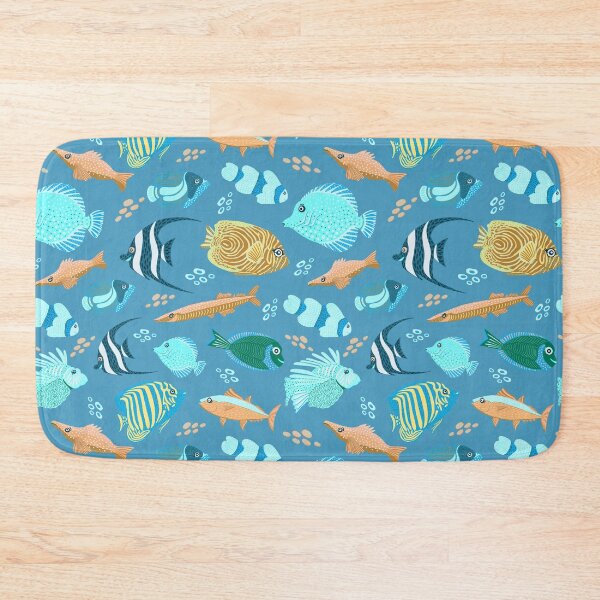 Item preview, Adorable fish pattern, vibrant colors, playful underwater theme yellow and blue palate designed and sold by Kaushlydraw.