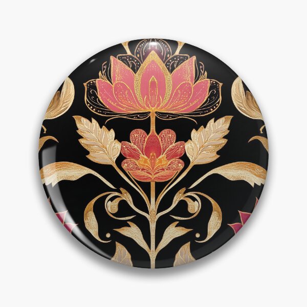 Item preview, Lotus Gold: Ornate Floral Pattern on Black Tapestry designed and sold by Octavia Soldani.