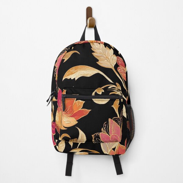 Item preview, Lotus Gold: Ornate Floral Pattern on Black Tapestry designed and sold by Octavia Soldani.