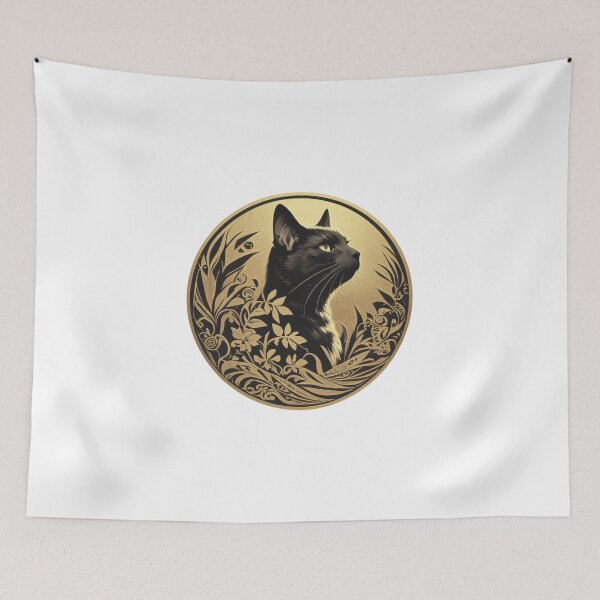 Item preview, Gold emblem with a cat  designed and sold by krabbaraban.