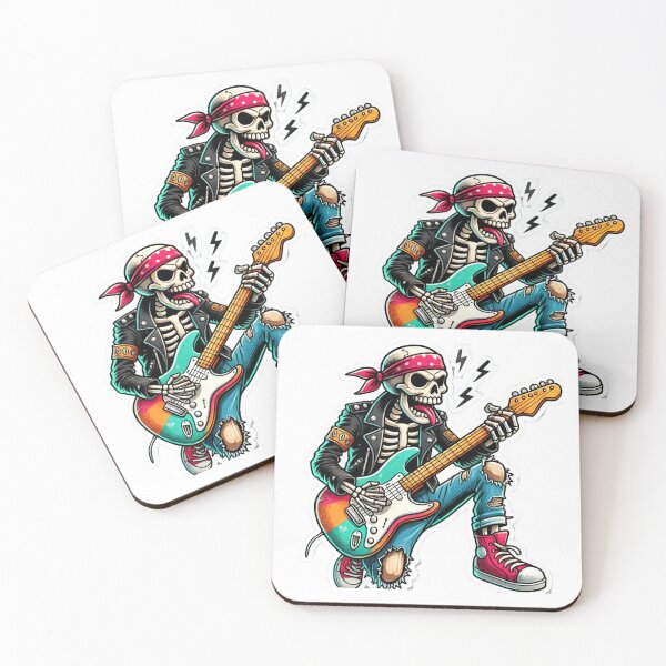 Item preview, Skeleton Rocker Playing Electric Guitar Illustration designed and sold by UA-t-shirts.