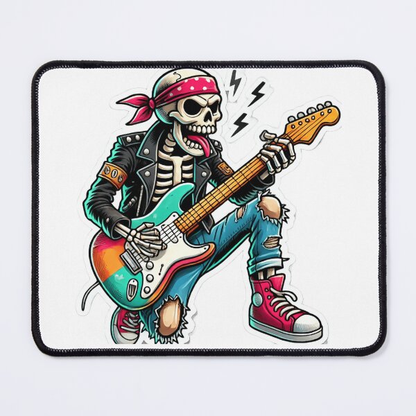Item preview, Skeleton Rocker Playing Electric Guitar Illustration designed and sold by UA-t-shirts.