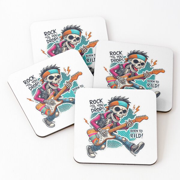 Item preview, Rock 'Til You Drop - Skeleton Rocker Illustration designed and sold by UA-t-shirts.
