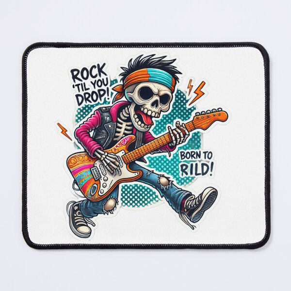 Item preview, Rock 'Til You Drop - Skeleton Rocker Illustration designed and sold by UA-t-shirts.