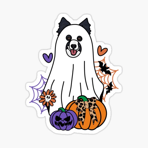 Item preview, Border Collie Black Halloween Ghost Dog, Pumpkins, Bow, Flowers, Bats, Wider web, Pet, Bark, Paw, Animal lover designed and sold by MrsCreative1.