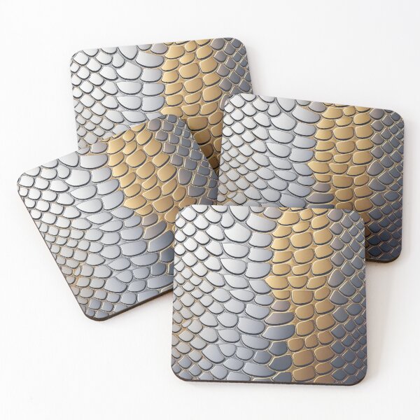 Item preview,  A design of a crocodile skin pattern with metallic gold and silver scales. designed and sold by HEMRO.