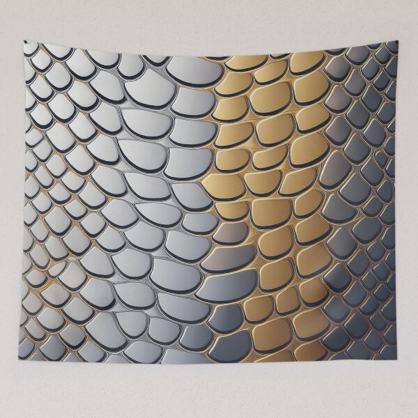 Item preview,  A design of a crocodile skin pattern with metallic gold and silver scales. designed and sold by HEMRO.