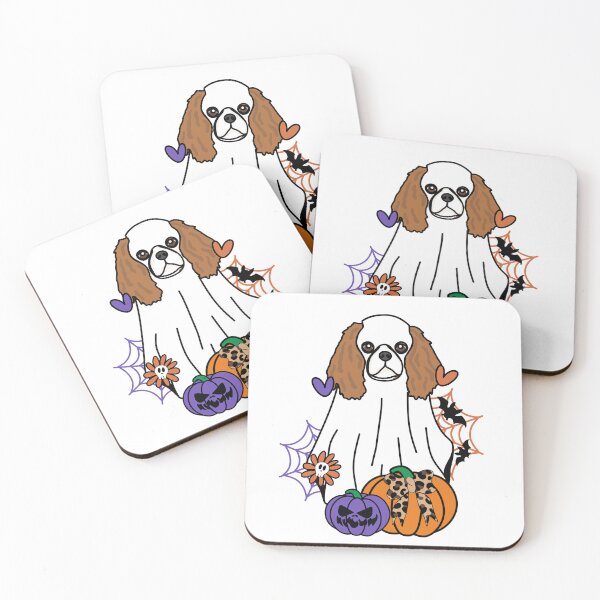 Item preview, Cavalier King Charls Spaniel Halloween Ghost Dog, Pumpkins, Bow, Flowers, Bats, Wider web, Pet, Bark, Paw, Animal lover designed and sold by MrsCreative1.
