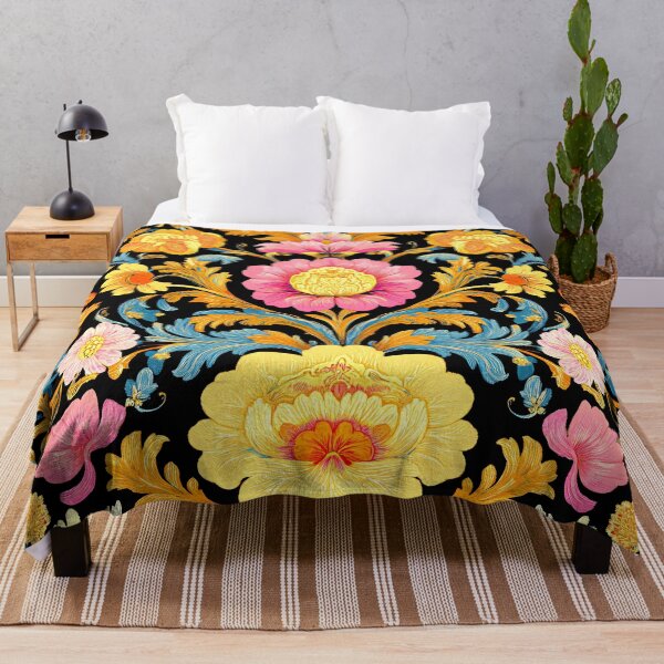 Item preview, Midnight Bloom: Vibrant Floral Tapestry on Black designed and sold by Octavia Soldani.