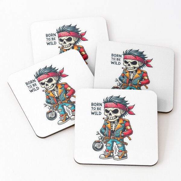 Item preview, Born to Be Wild - Skeleton Rocker Sticker designed and sold by UA-t-shirts.