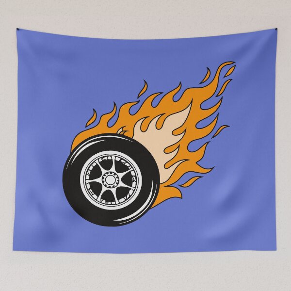 Item preview, Illustration of race car tire flame fire designed and sold by rasagamastore.