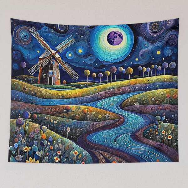 Item preview, Windmill at night 4 designed and sold by George Hutton Hunter.
