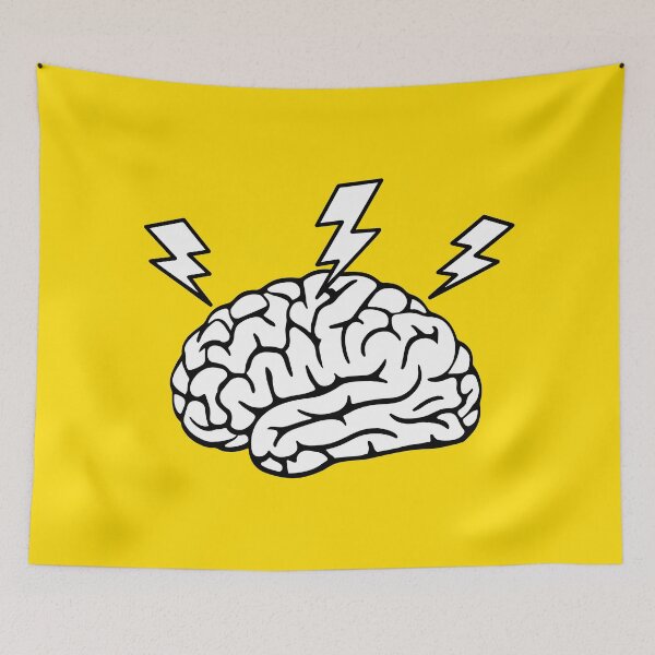 Item preview, Illustration of brain with lightning bolt designed and sold by rasagamastore.