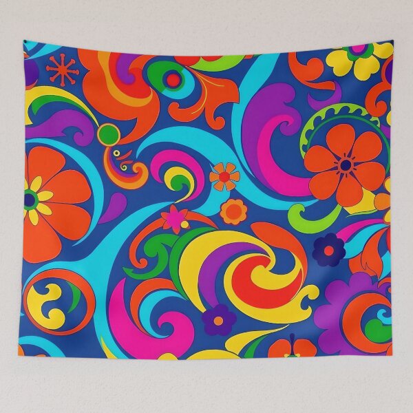 Item preview, A colorful retro sixties style flower pattern designed and sold by Warriorgal.