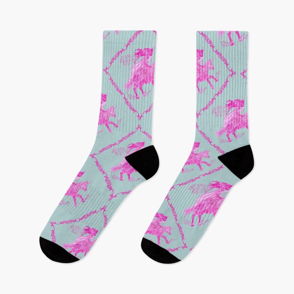 Item preview,  Pink Medieval Blue Knight and Unicorn Pattern | Fantasy Art Print | Whimsical Medieval Decor designed and sold by Jemma Jamie Skidmore.