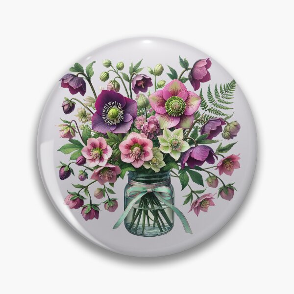 Item preview, Lenten Rose and Masterwort Bouquet in a Mason Jar designed and sold by AlexandruStoian.
