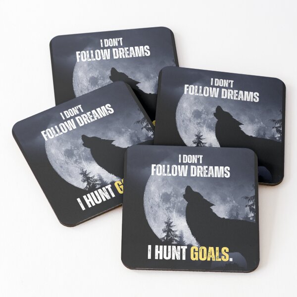 Item preview, Howling Wolf with Full Moon and Motivational Quote - Hunt Goals Art designed and sold by hiunlimit.