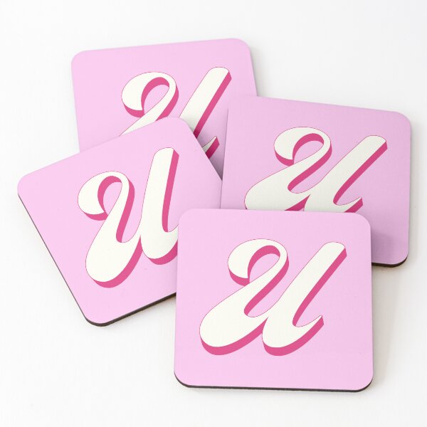 Item preview, U Letter Initial Monogram Retro Pink  designed and sold by Serendipity Studios.