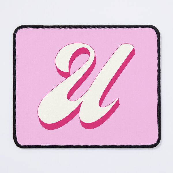 Item preview, U Letter Initial Monogram Retro Pink  designed and sold by Serendipity Studios.