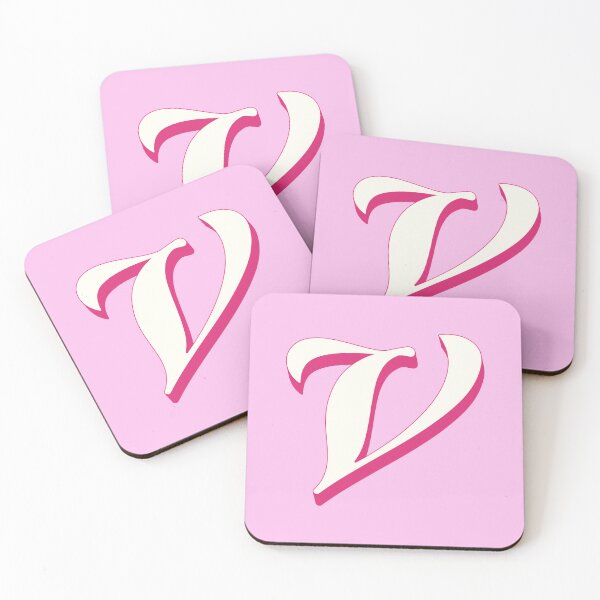 Item preview, V Letter Initial Monogram Retro Pink  designed and sold by Serendipity Studios.