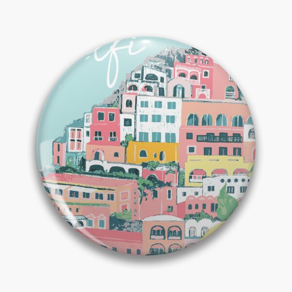 Item preview, Amalfi colorful Italian villa houses view with Sorrento lemons designed and sold by Katarina Roccella.