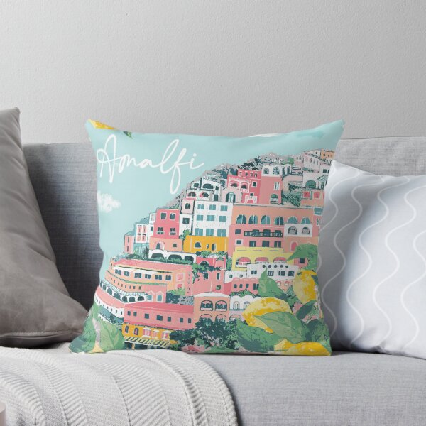 Item preview, Amalfi colorful Italian villa houses view with Sorrento lemons designed and sold by Katarina Roccella.