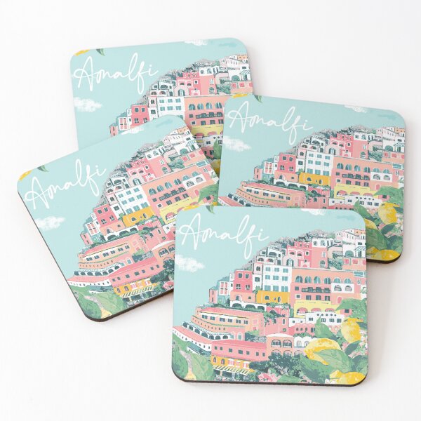 Item preview, Amalfi colorful Italian villa houses view with Sorrento lemons designed and sold by Katarina Roccella.